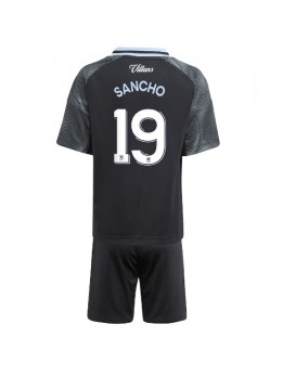 Billige Aston Villa Jadon Sancho #19 Bortedraktsett Barn 2025-26 Kortermet (+ Korte bukser)